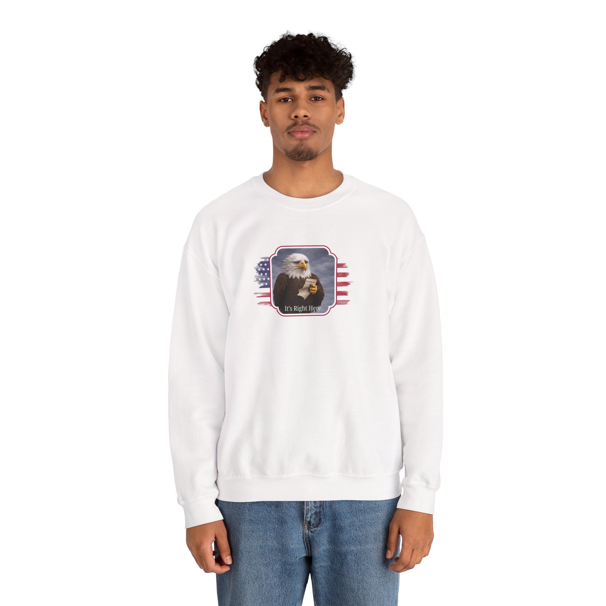 “It’s Right Here” Political Parody Crewneck Sweatshirt
