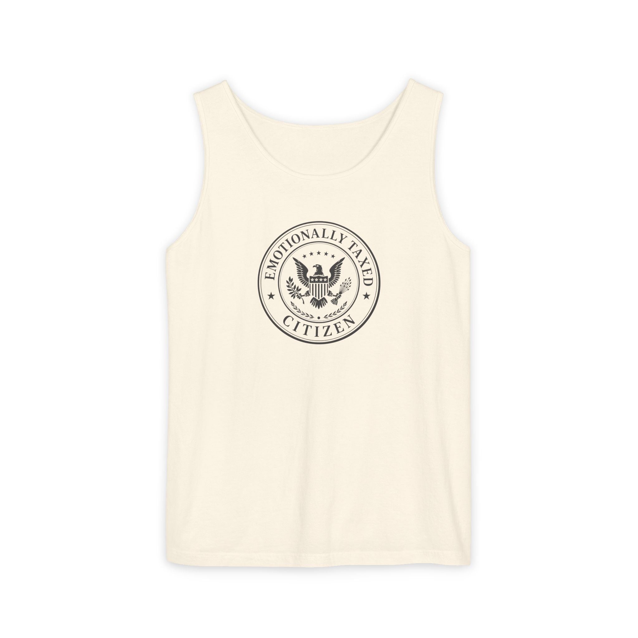 Emotionally Taxed Citizen Garment-Dyed Tank Top | Vintage Parody Cotton Tank