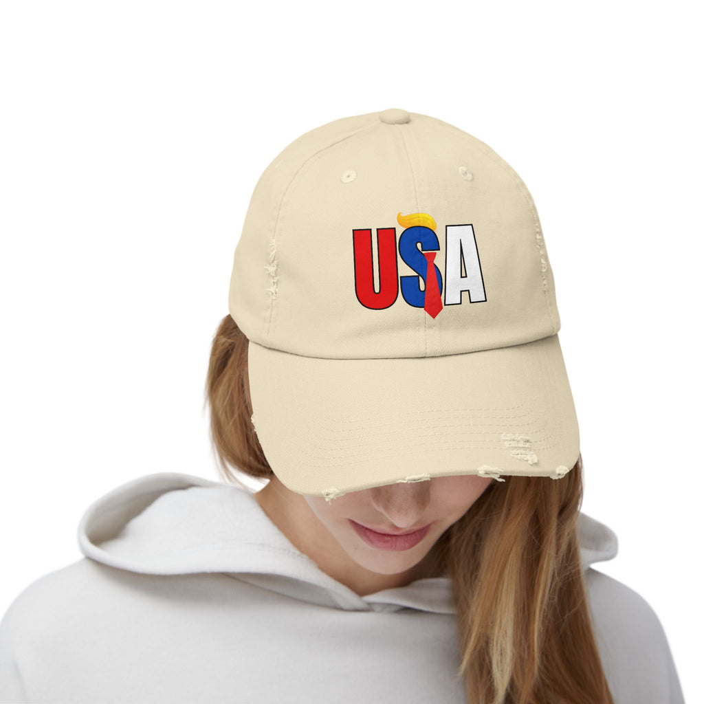Unisex Trendy Distressed USA Cap