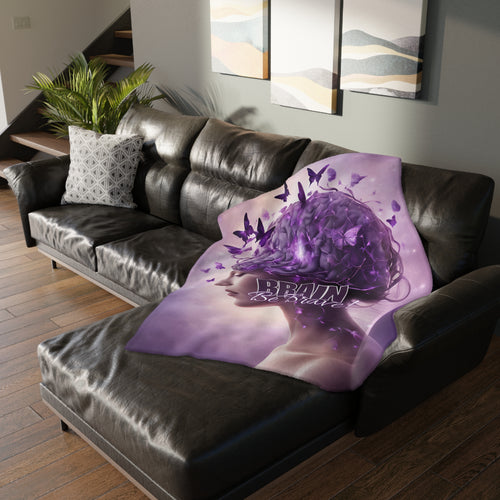 Photo depicting the ​Brain Be Brave Velveteen Microfiber Blanket (Two-sided print) from EpiAl's Shop.