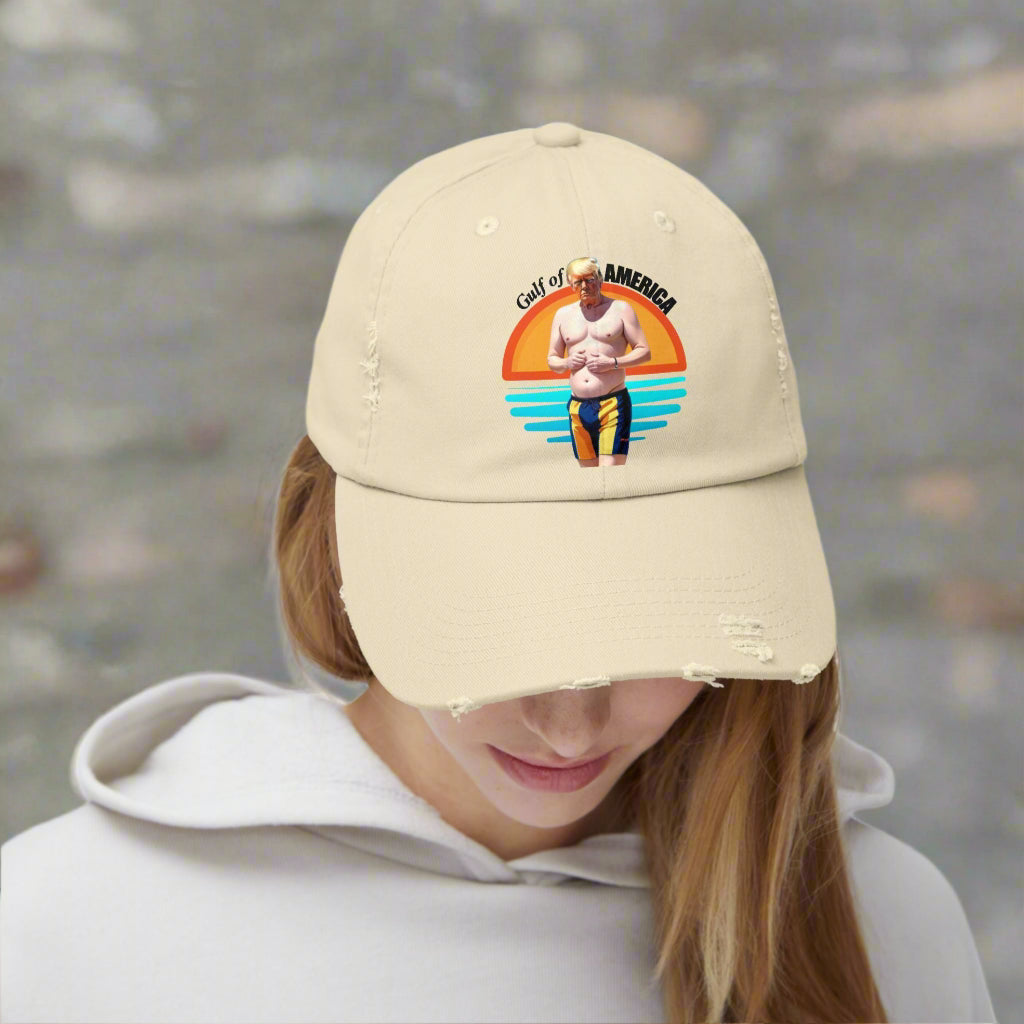Gulf of America Distressed Cap - Unisex Beach Hat for Summer Fun
