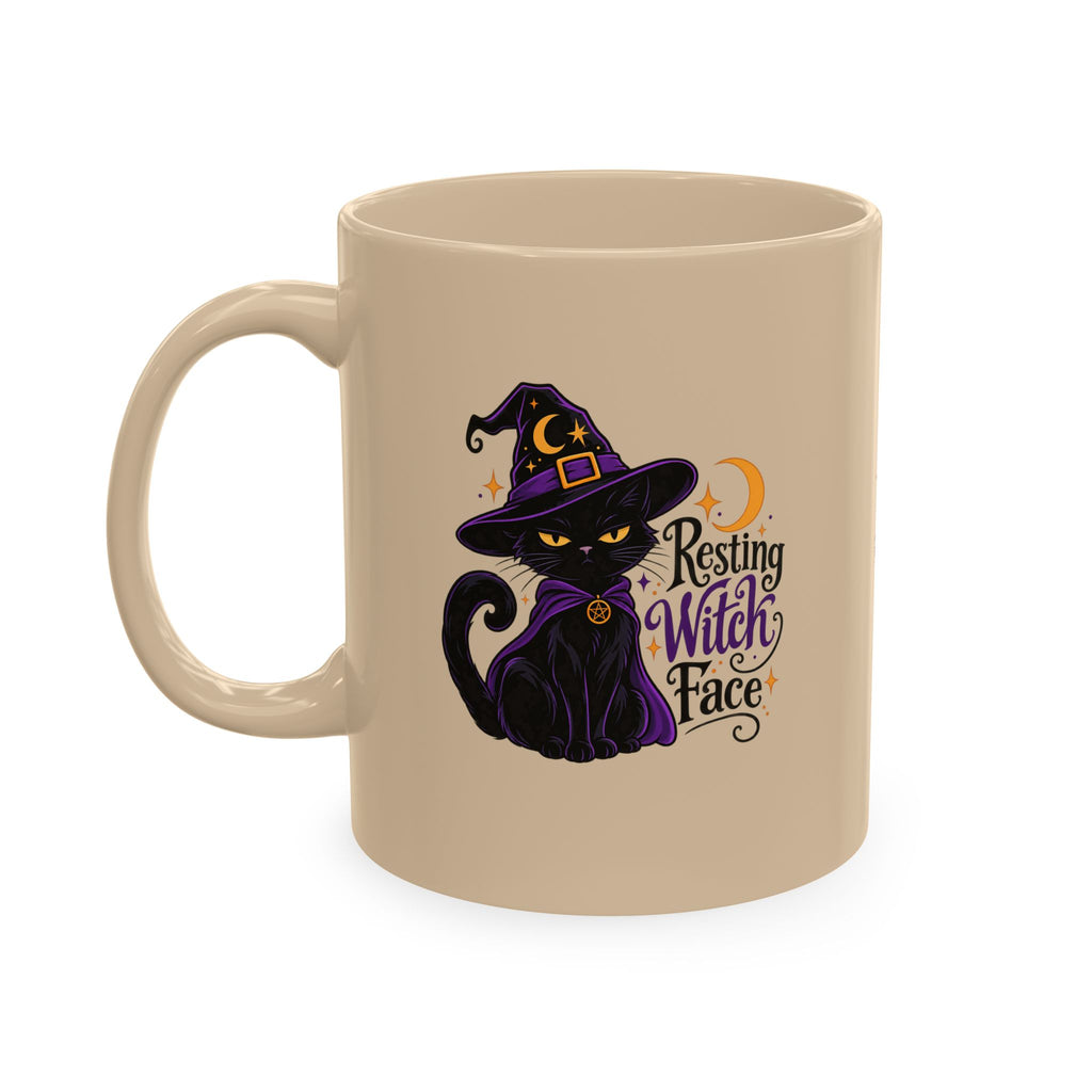 Resting Witch Face Cat Mug | 11 oz Halloween Coffee Mug