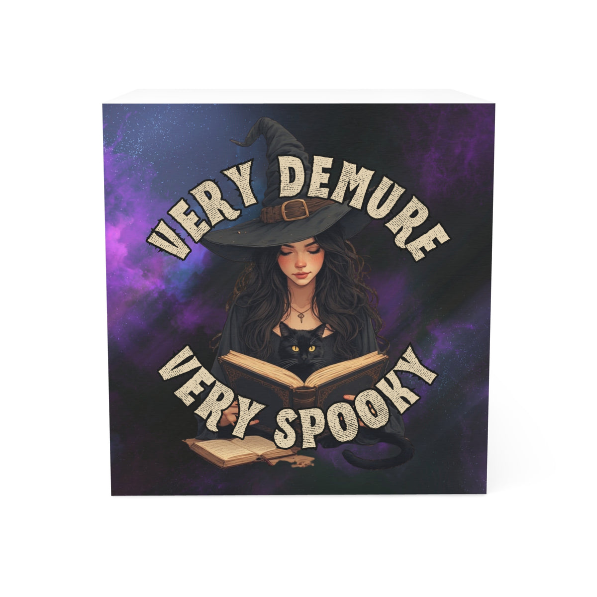 Spooky Witch Note Cube - Halloween Gift for Cat Lovers