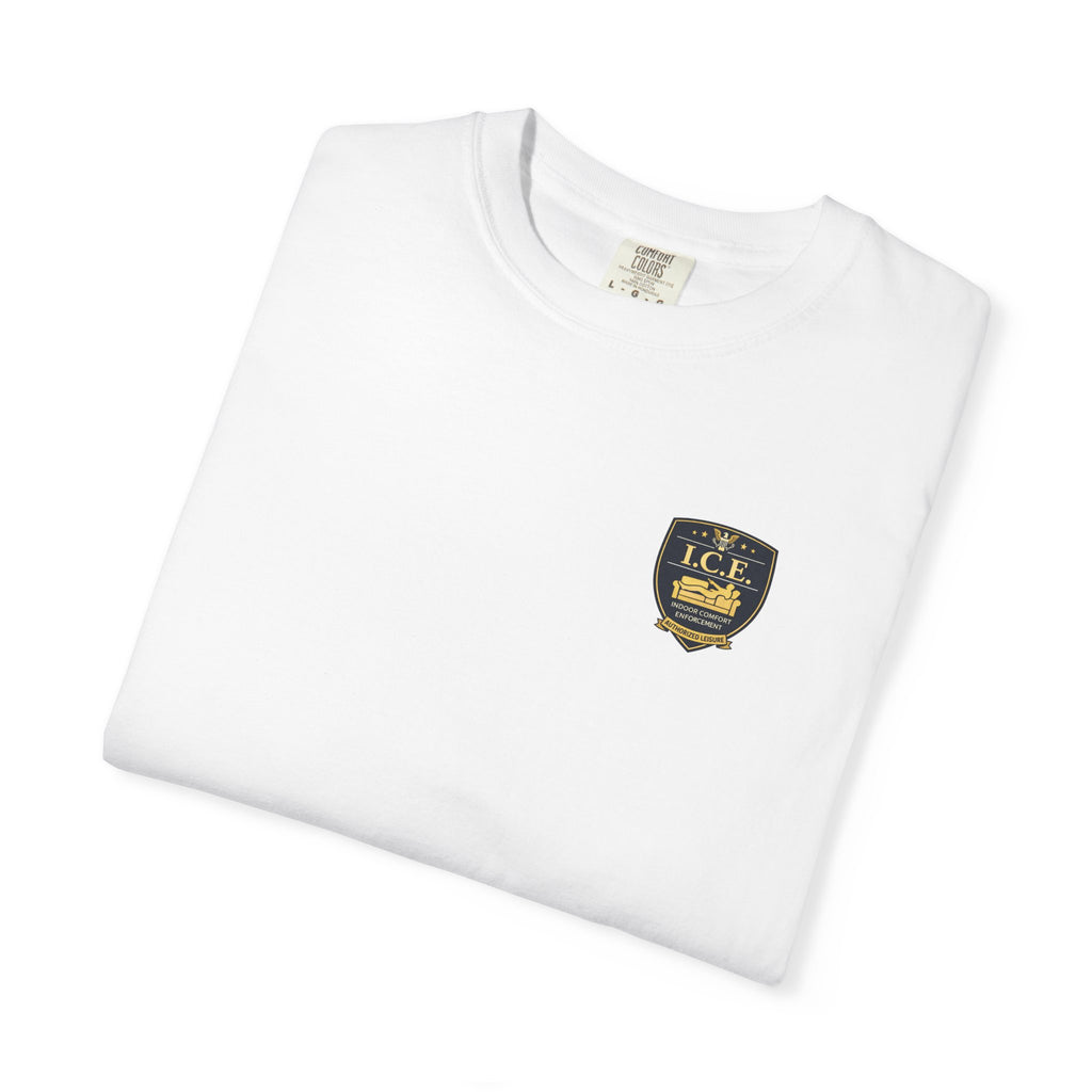 I.C.E. Badge T-Shirt | Institute of Cozy Excellence Parody Tee