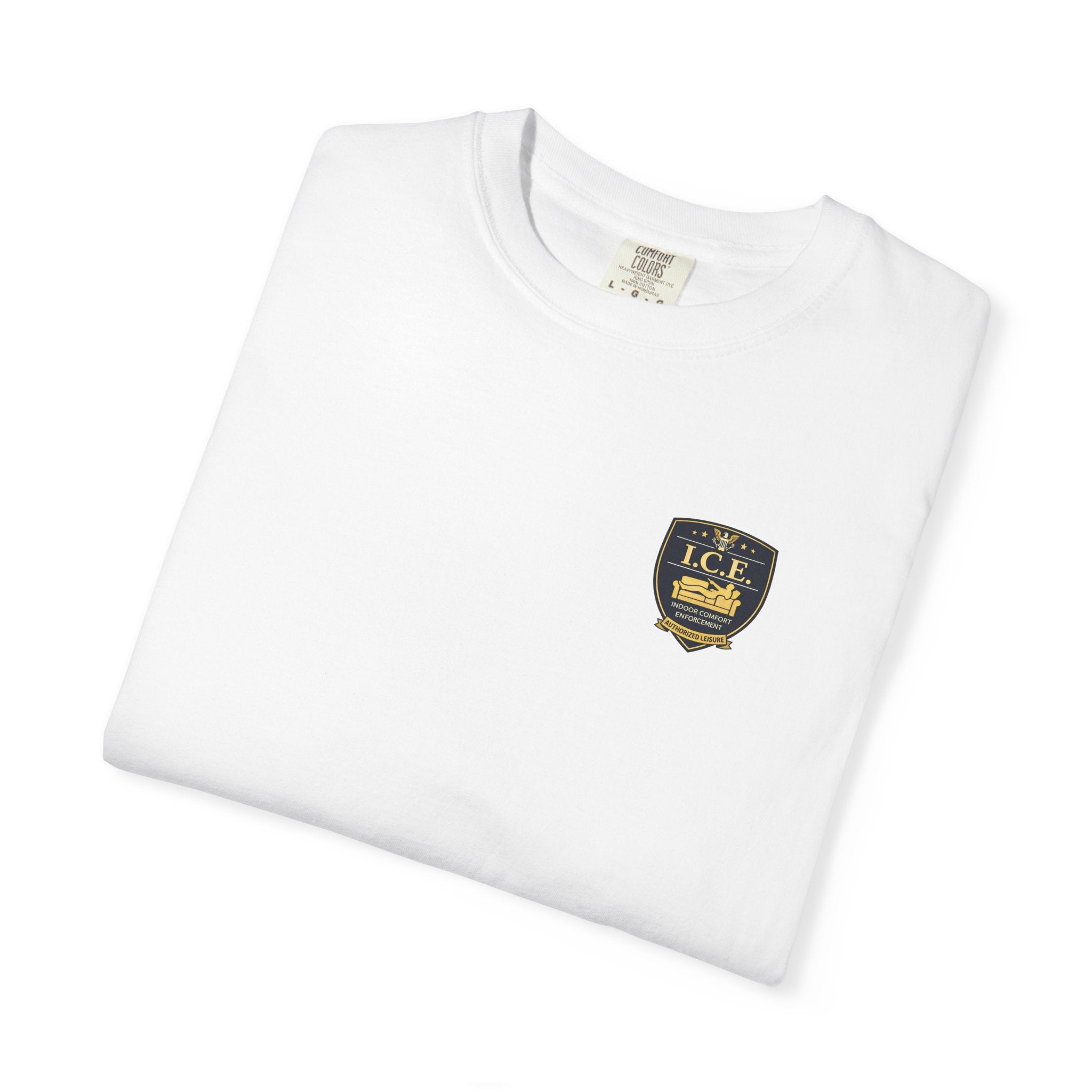 I.C.E. Badge T-Shirt | Institute of Cozy Excellence Parody Tee