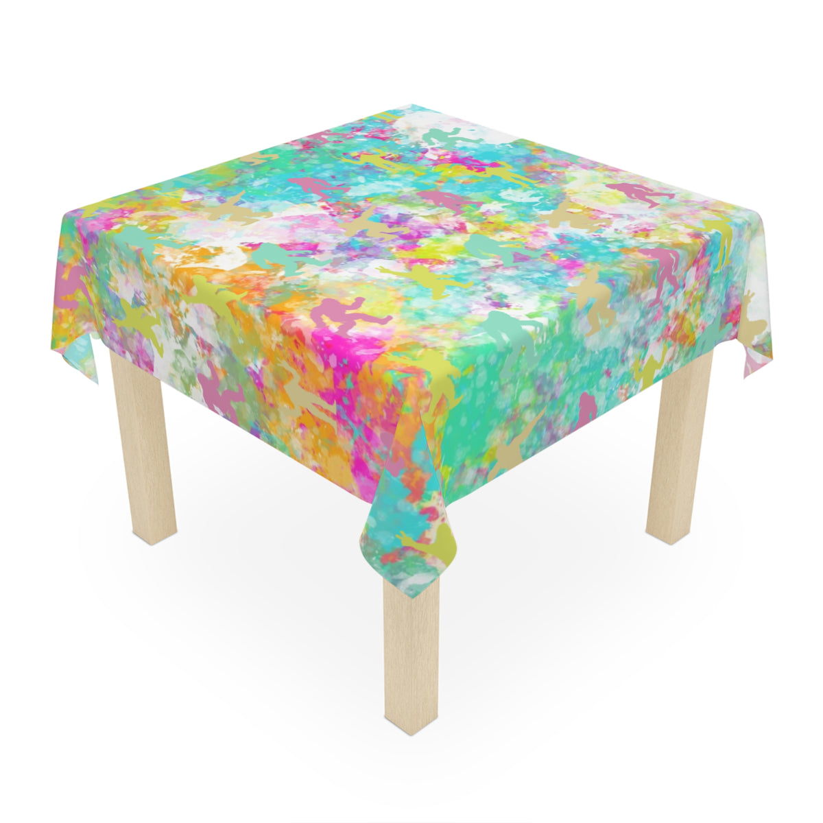 Hidden Bigfoot Psychedelic Watercolor Square Tablecloth