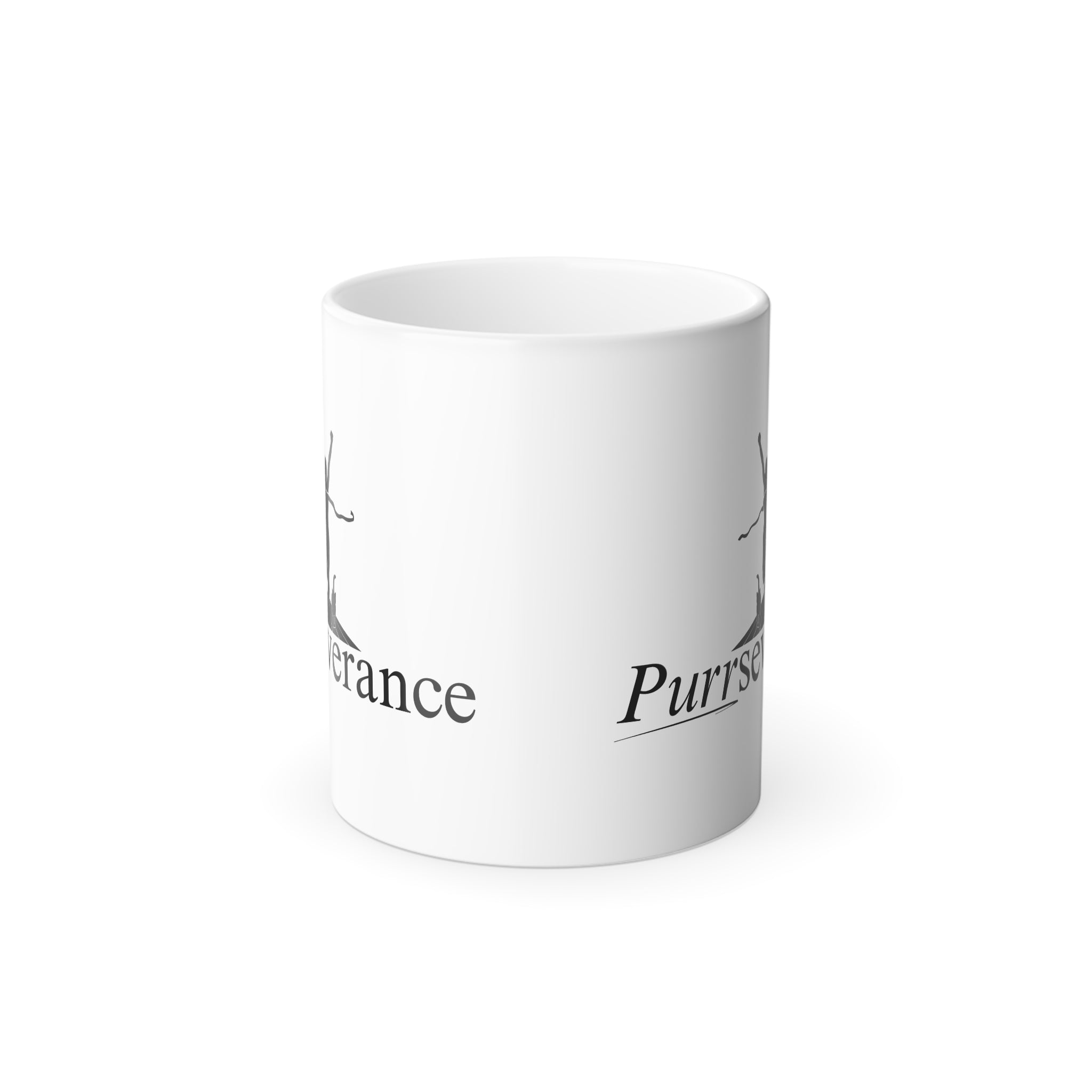 Photo depicting the ​Purrseverance Color Morphing Mug, 11oz from EpiAl's Shop.