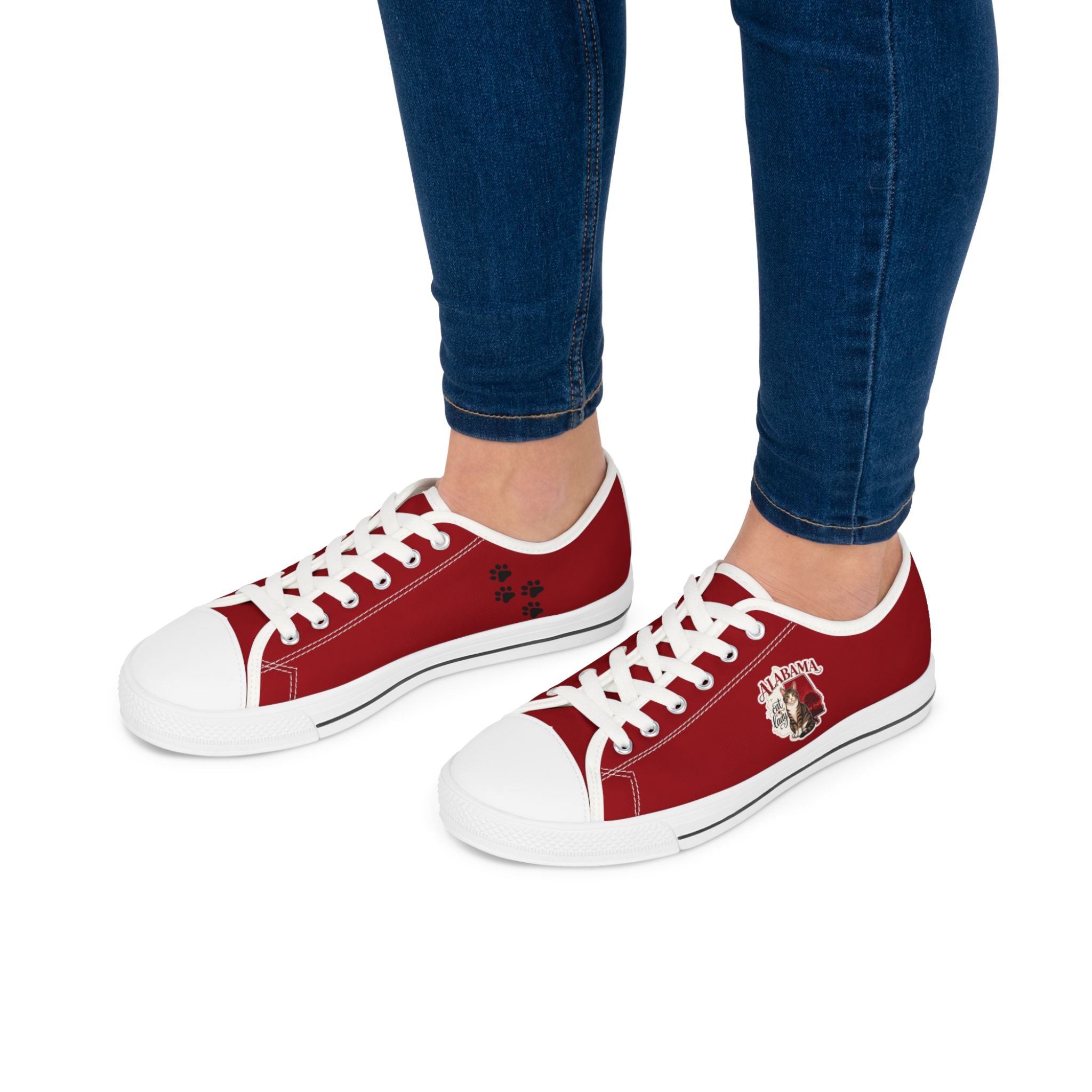 Alabama Cat Lady Red Low-Top Sneakers