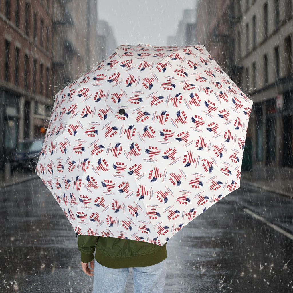 U.S.A. Chaos Pattern Umbrella – Compact Patriotic Rain Shield with Attitude