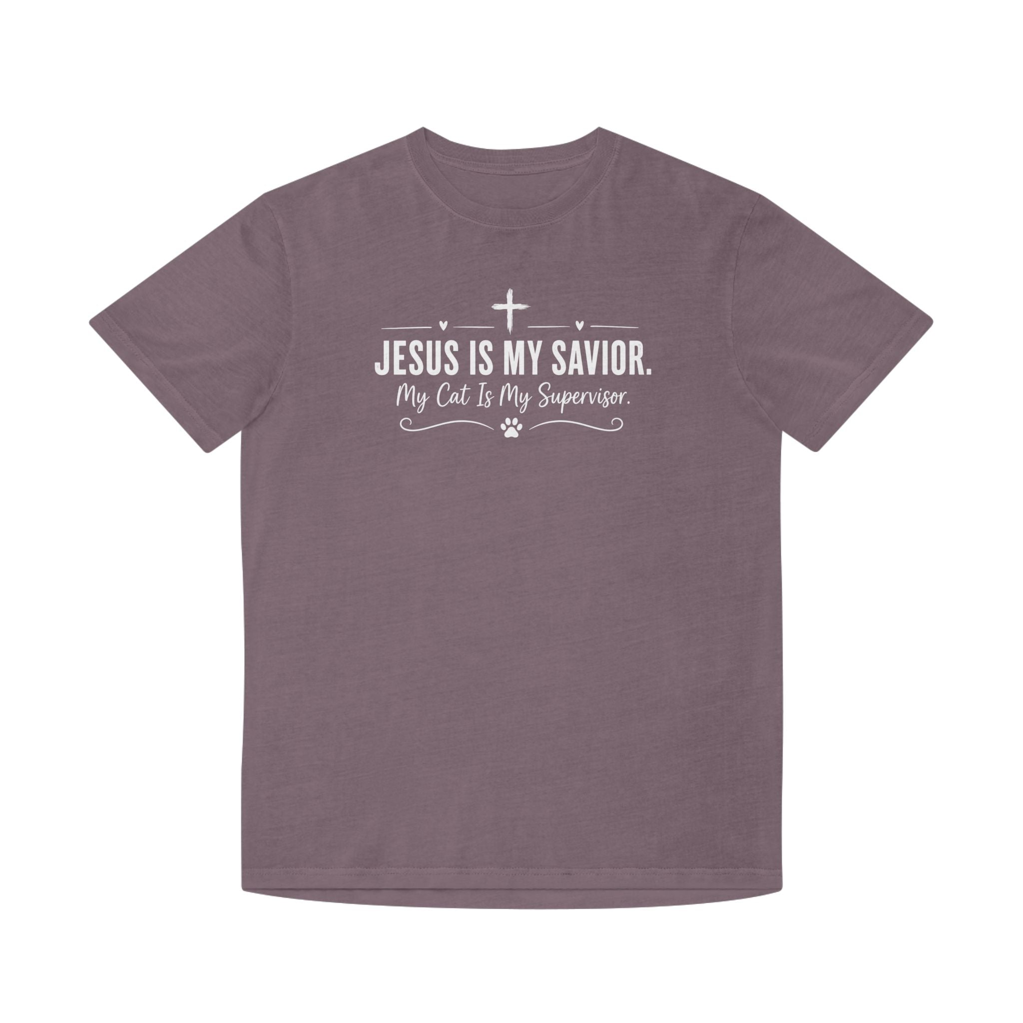 Jesus Is My Savior. My Cat Is My Supervisor. Vintage- Style T-Shirt