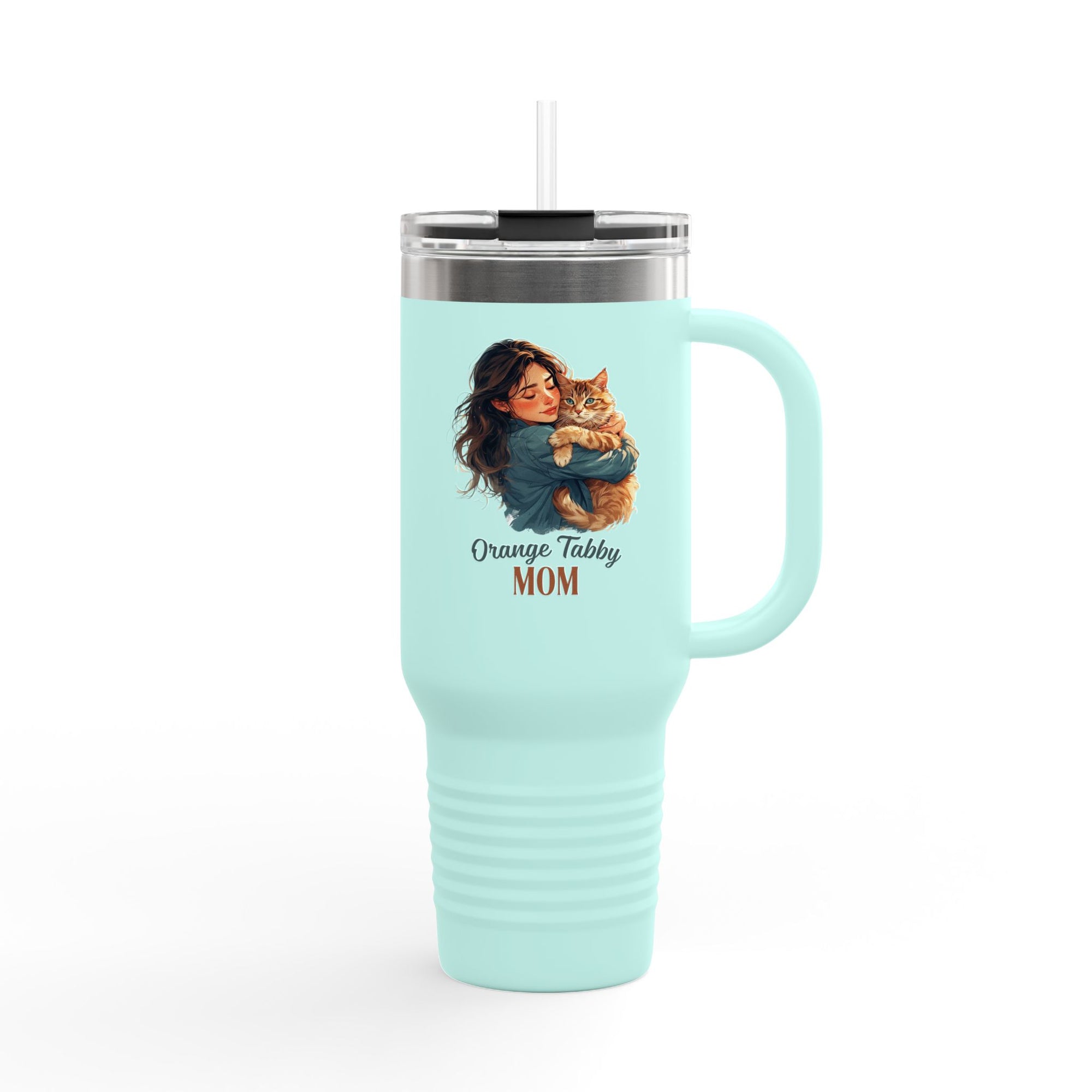 Orange Tabby Mom Cat Lover's Insulated Travel Mug, 40oz