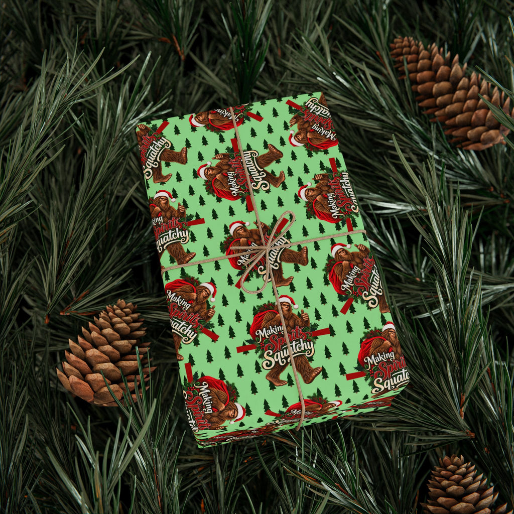 Making Spirits Squatchy Christmas Wrapping Paper | Bigfoot Holiday Gift Wrap