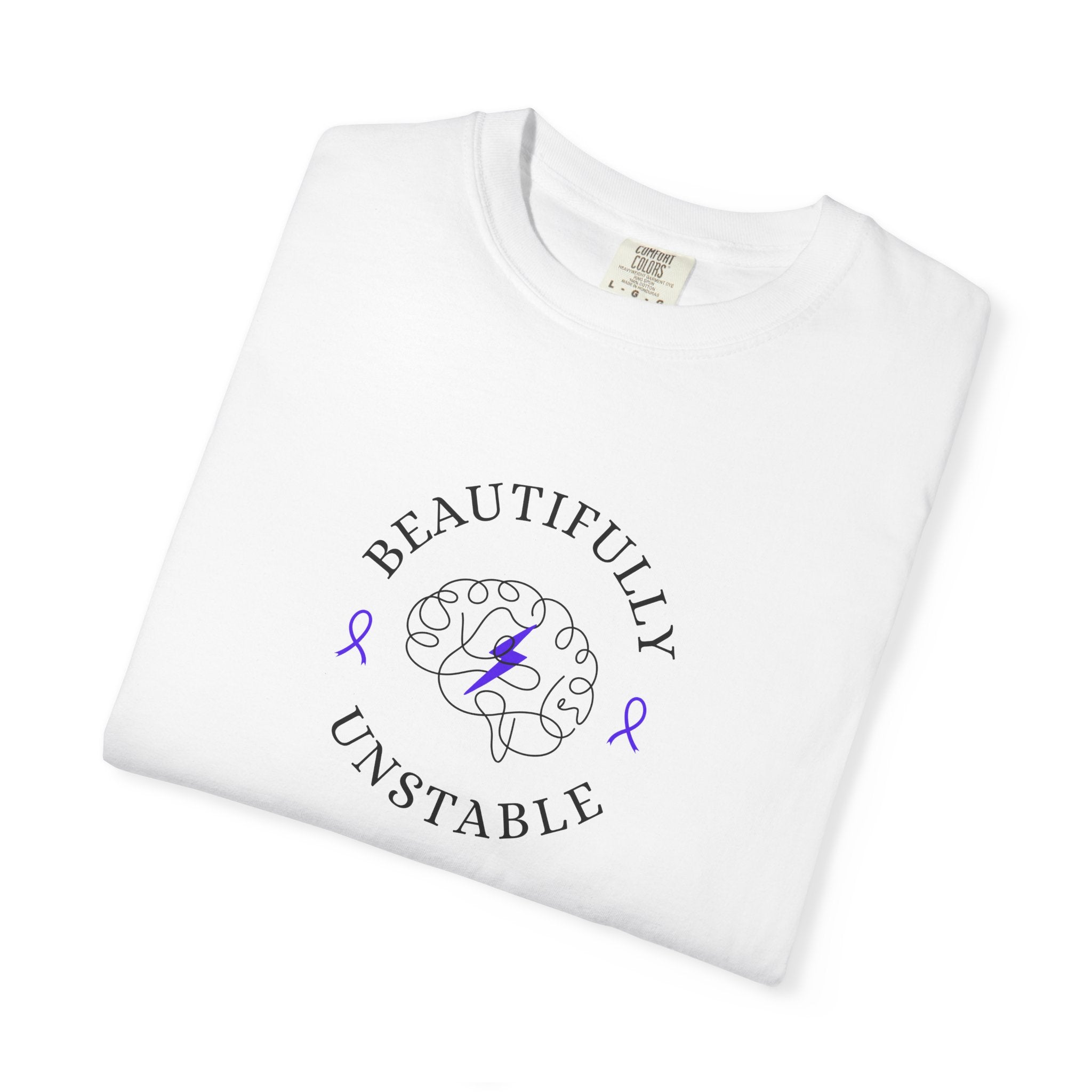 Beautifully Unstable Unisex T-Shirt – Epilepsy Awareness Purple Ribbon Tee