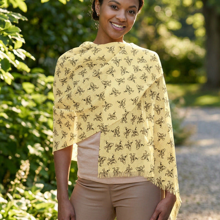 Bigfoot in the Woods Lightweight Scarf | Golden Yellow Sasquatch Print