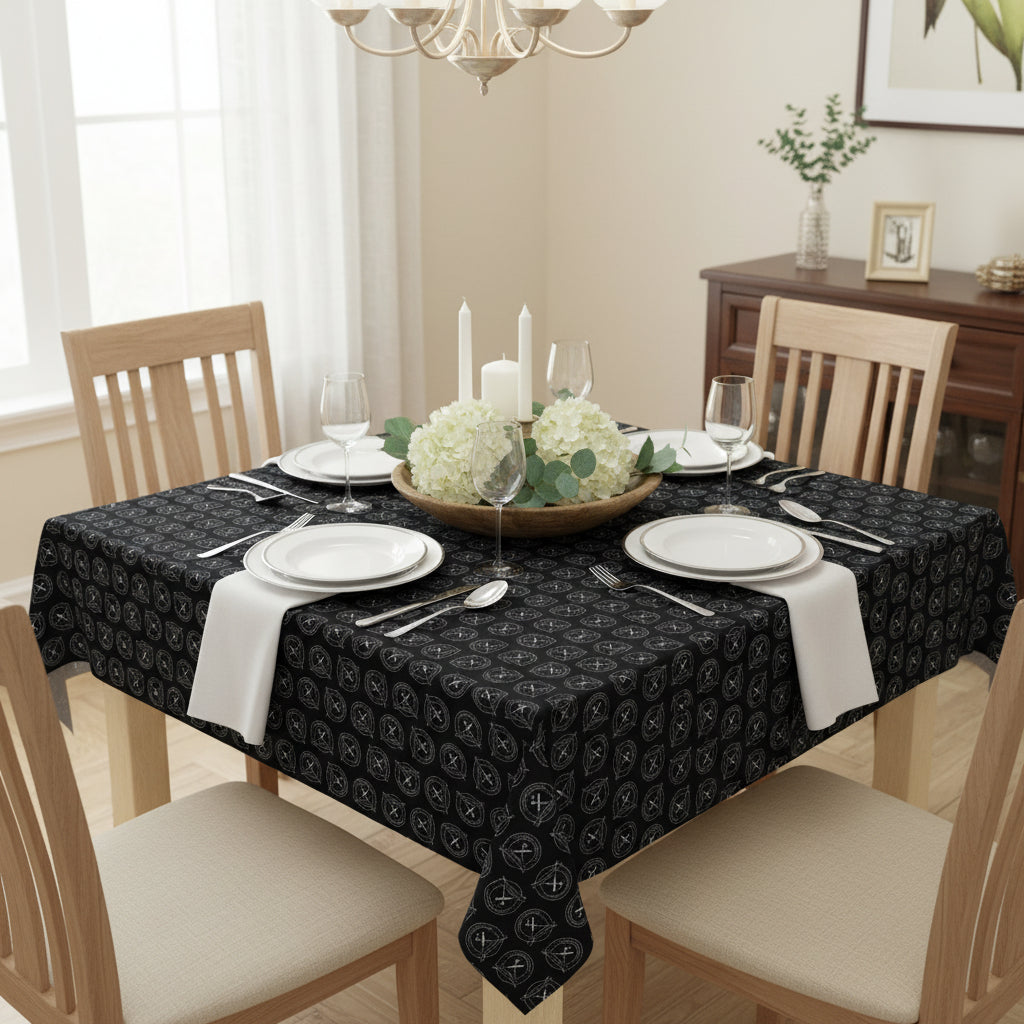Approved Gathering Tablecloth – “Meal In Progress” Faux Seal Table Cover