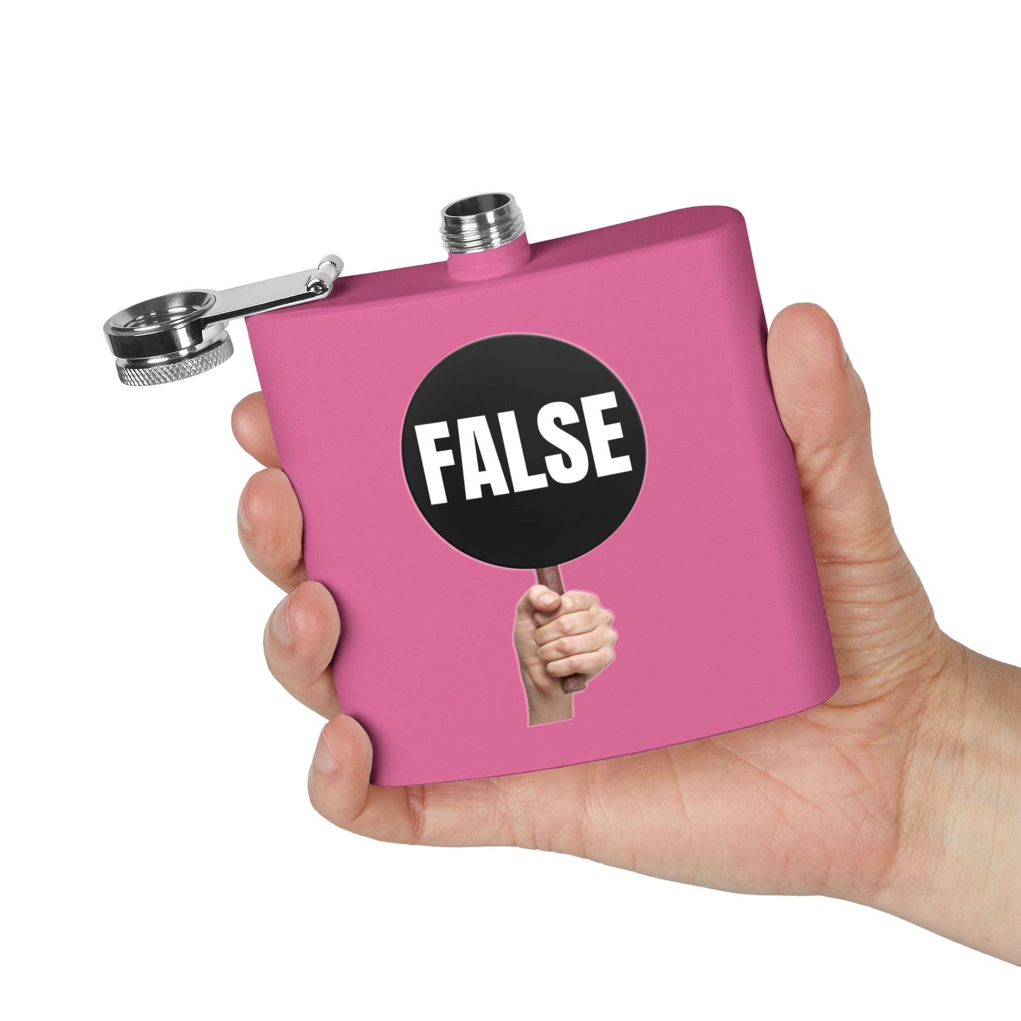 Funny Stainless Steel Flask - 6oz False Sign Design Printify