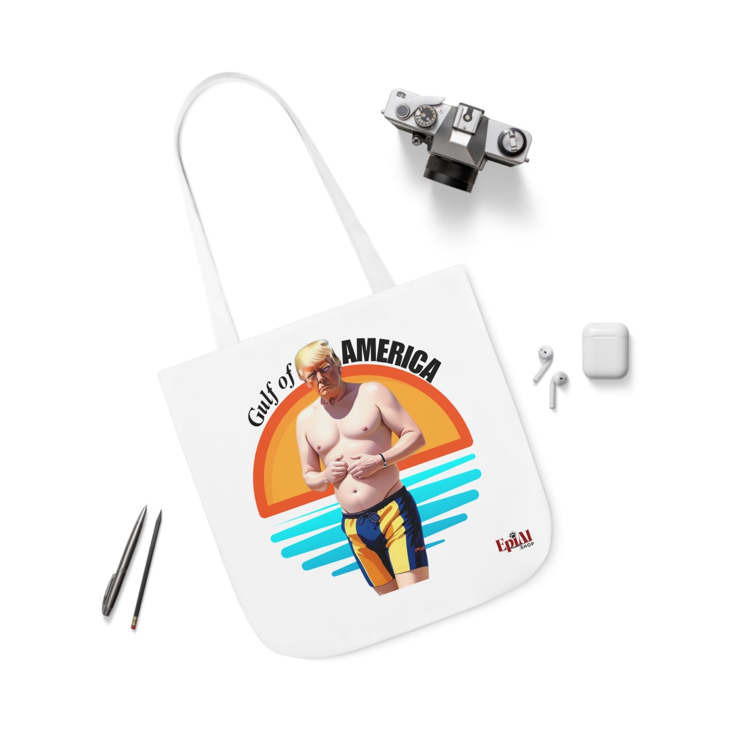 Gulf of America Canvas Tote Bag with 4-Color Straps - Fun Beach Accessory
