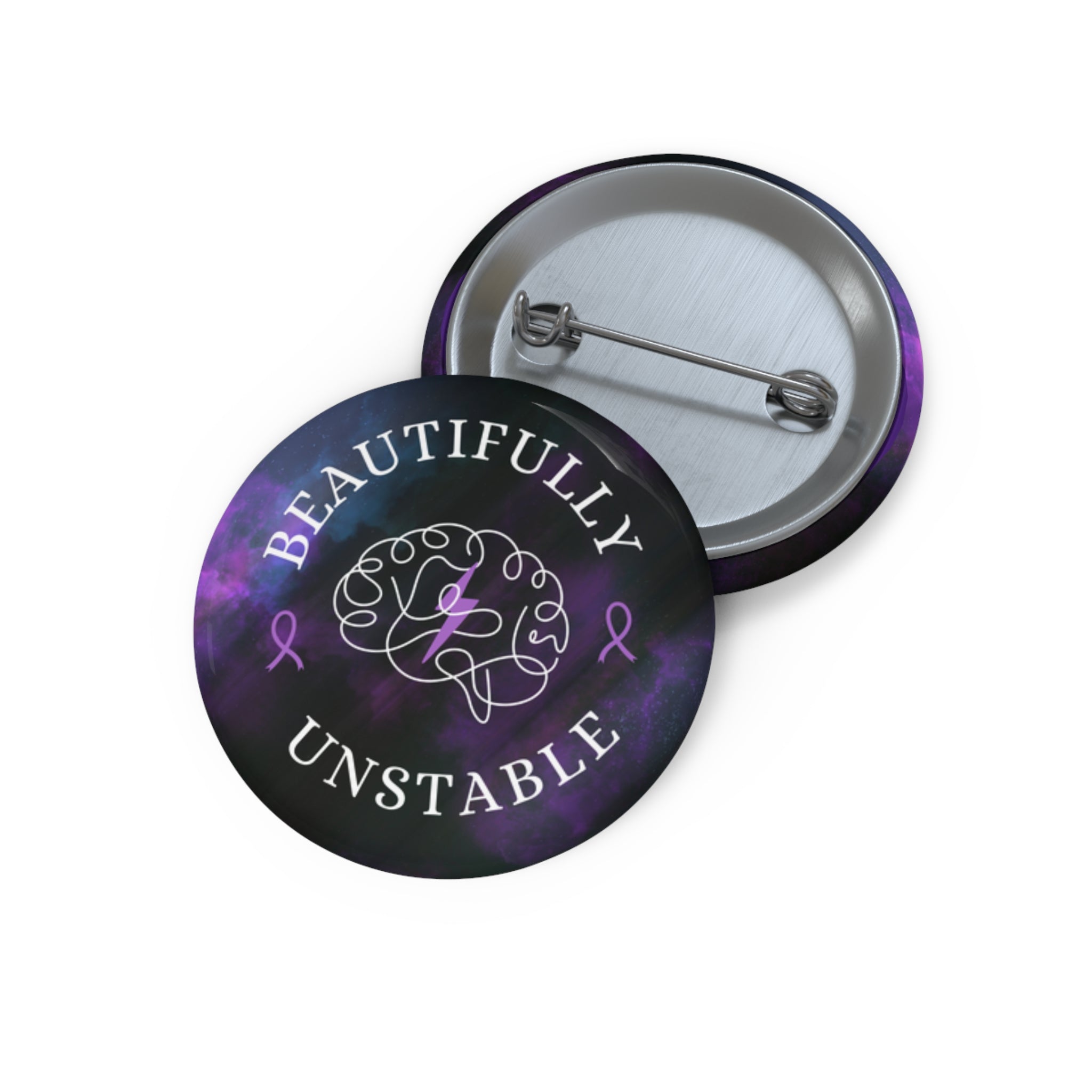 Beautifully Unstable Epilepsy Awareness Galaxy Pinback Button