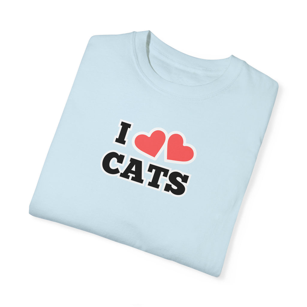 I Heart Cats Unisex Garment - Dyed T - shirt - T - Shirt - Epileptic Al’s Shop