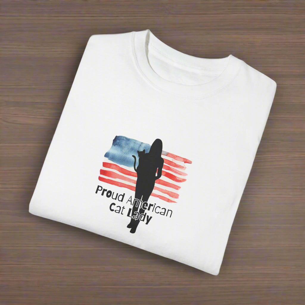 Proud American Cat Lady T-Shirt - Casual Unisex Tee for Cat Lovers