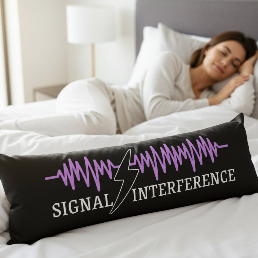 Signal Interference Body Pillow – Purple Waveform Design, 20” × 54” Long Pillow