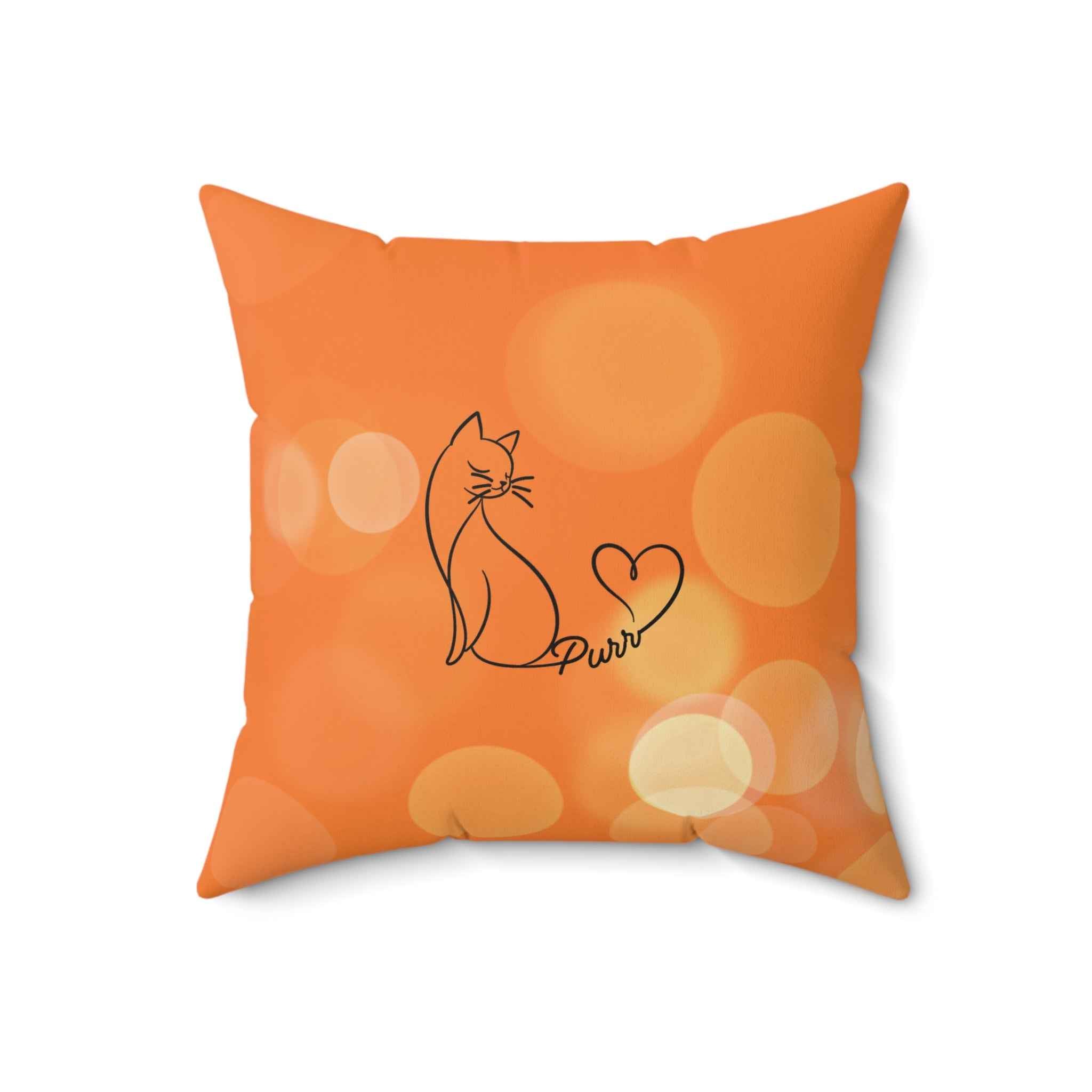 Purr Line Art Cat Throw Pillow | Minimal Cat Lover Accent Pillow
