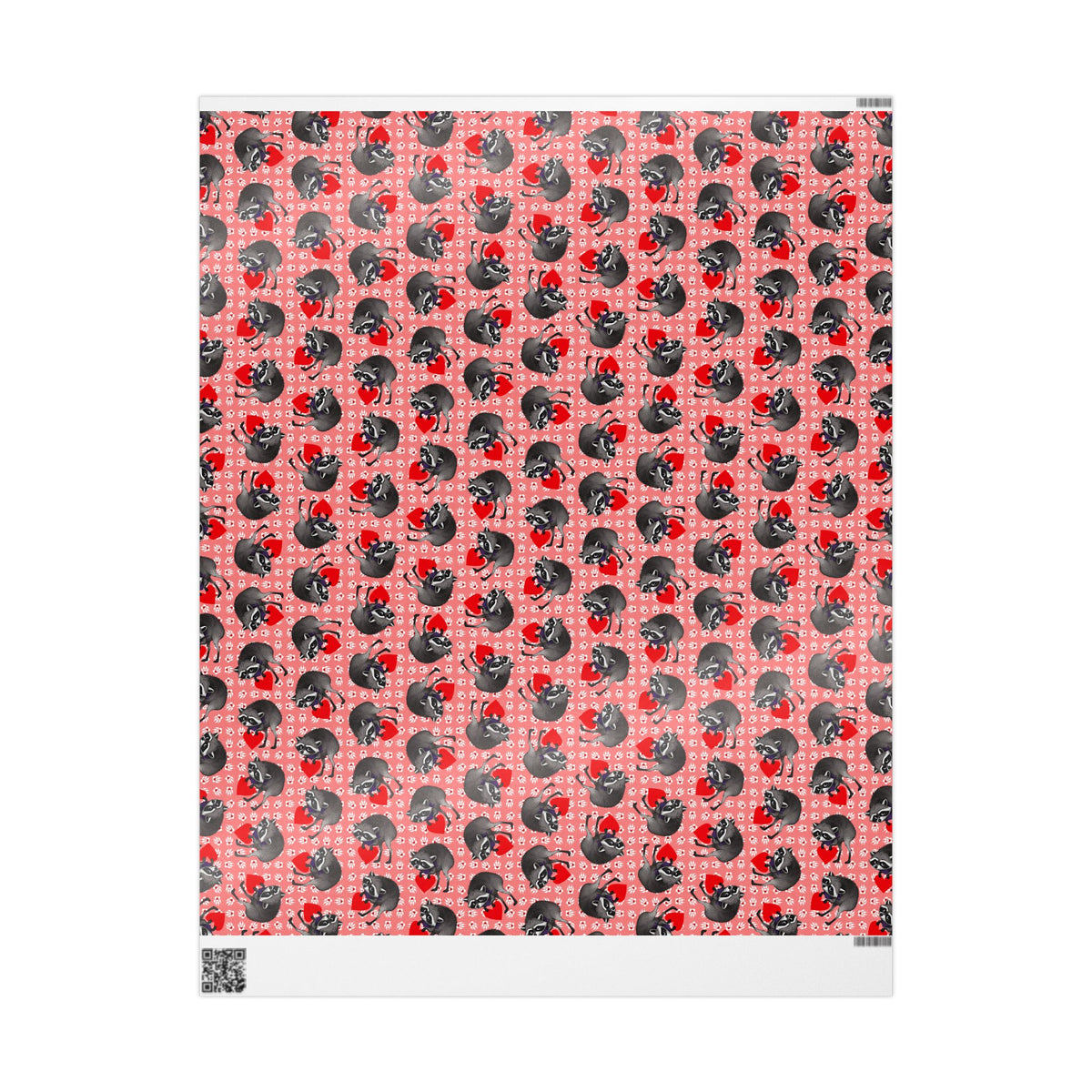 Jimothy's Love & Mischief Gift Wrapping Paper | Raccoon Hearts & Paw Prints
