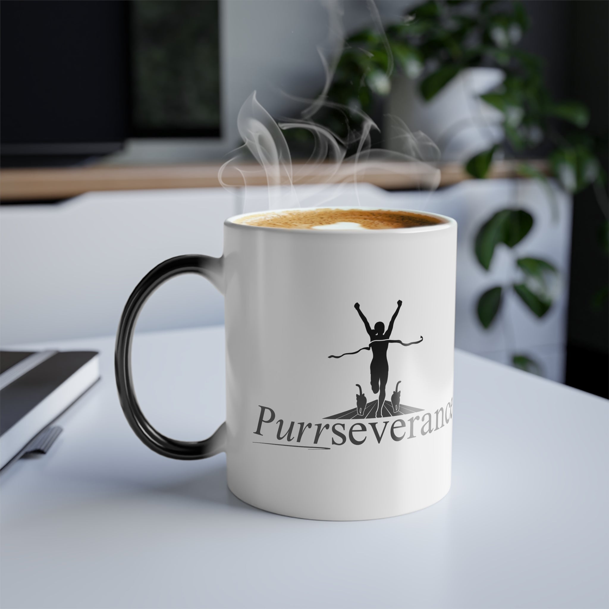 Photo depicting the ​Purrseverance Color Morphing Mug, 11oz from EpiAl's Shop.