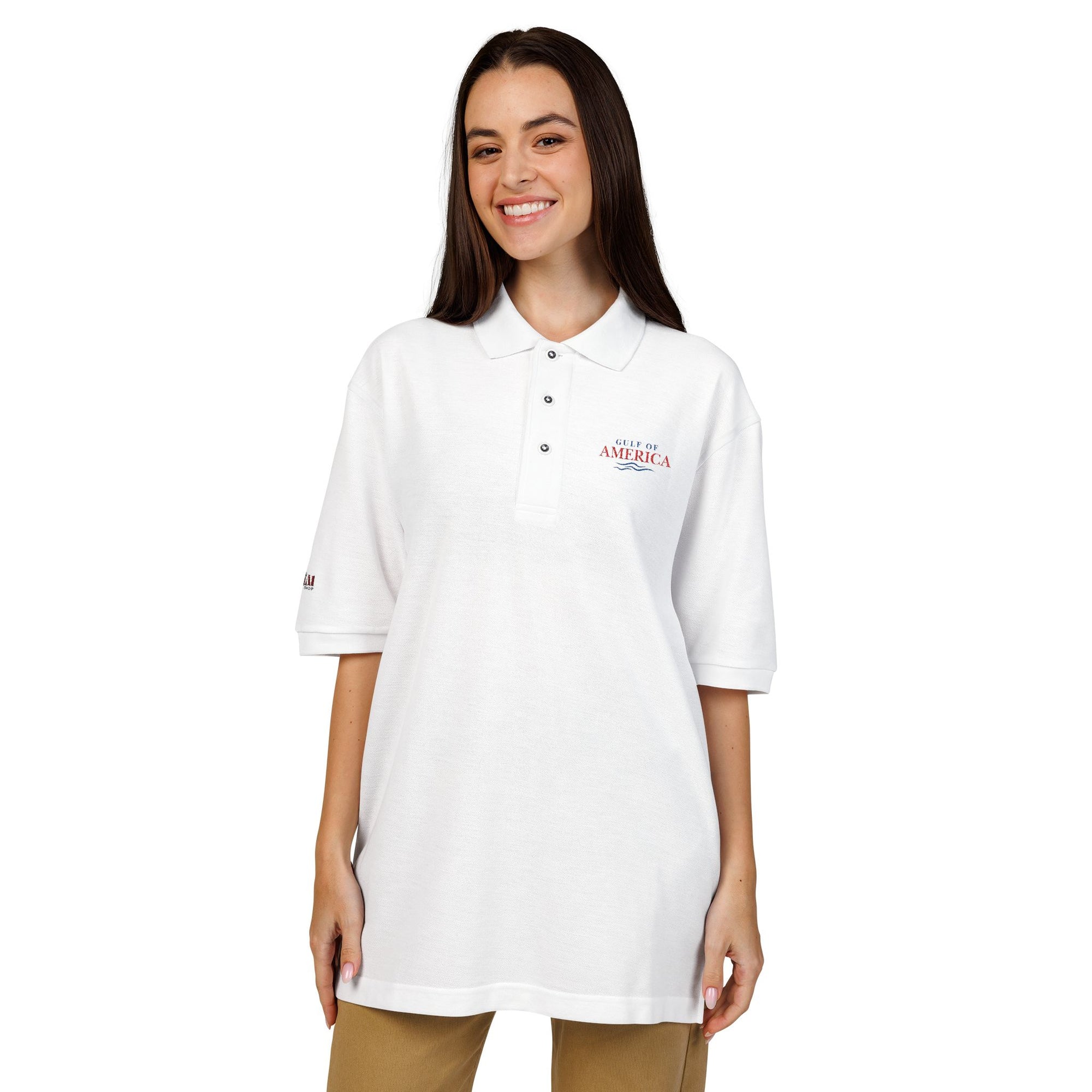 Classic White Gulf Coast Embroidered Unisex Polo Shirt