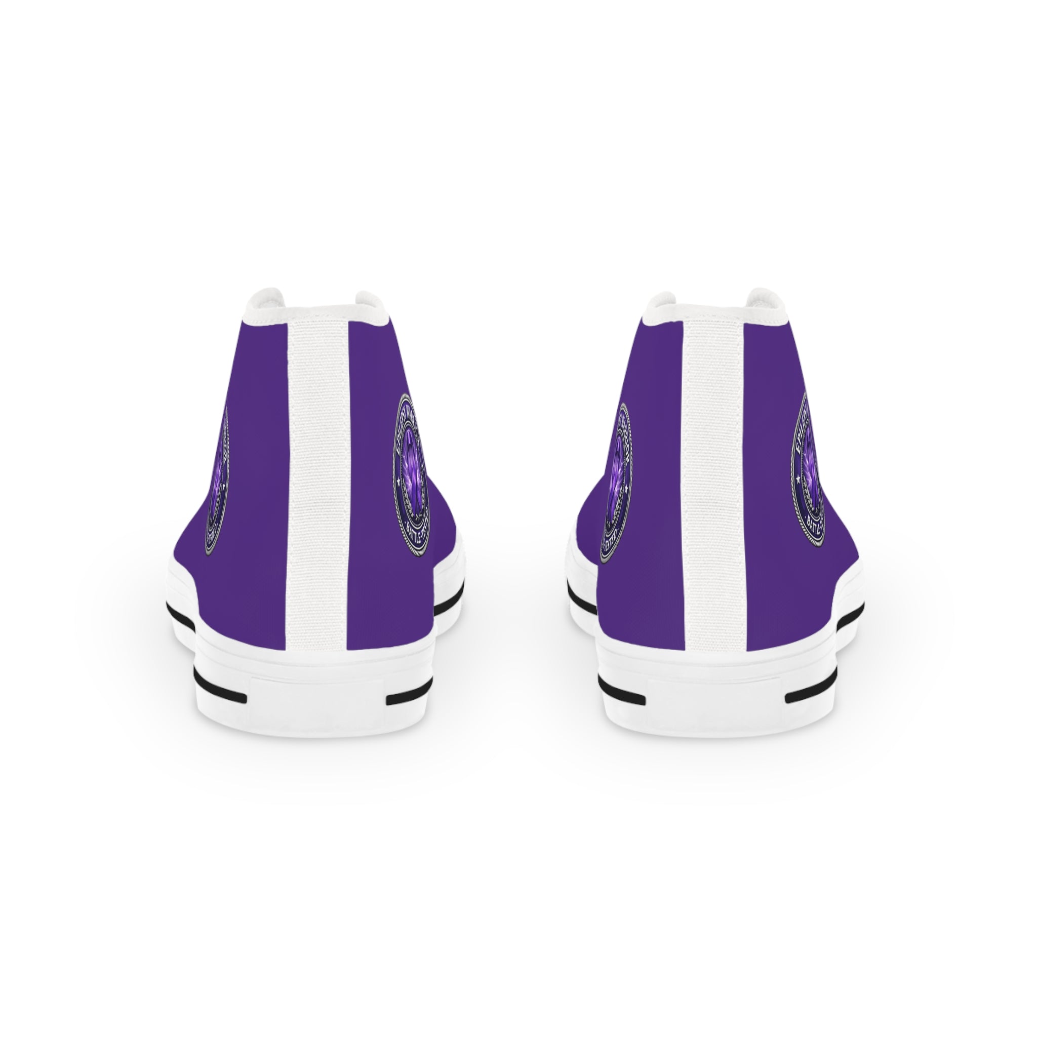 Men’s Purple High-Top Sneakers – Epilepsy Awareness Faux Seal Design
