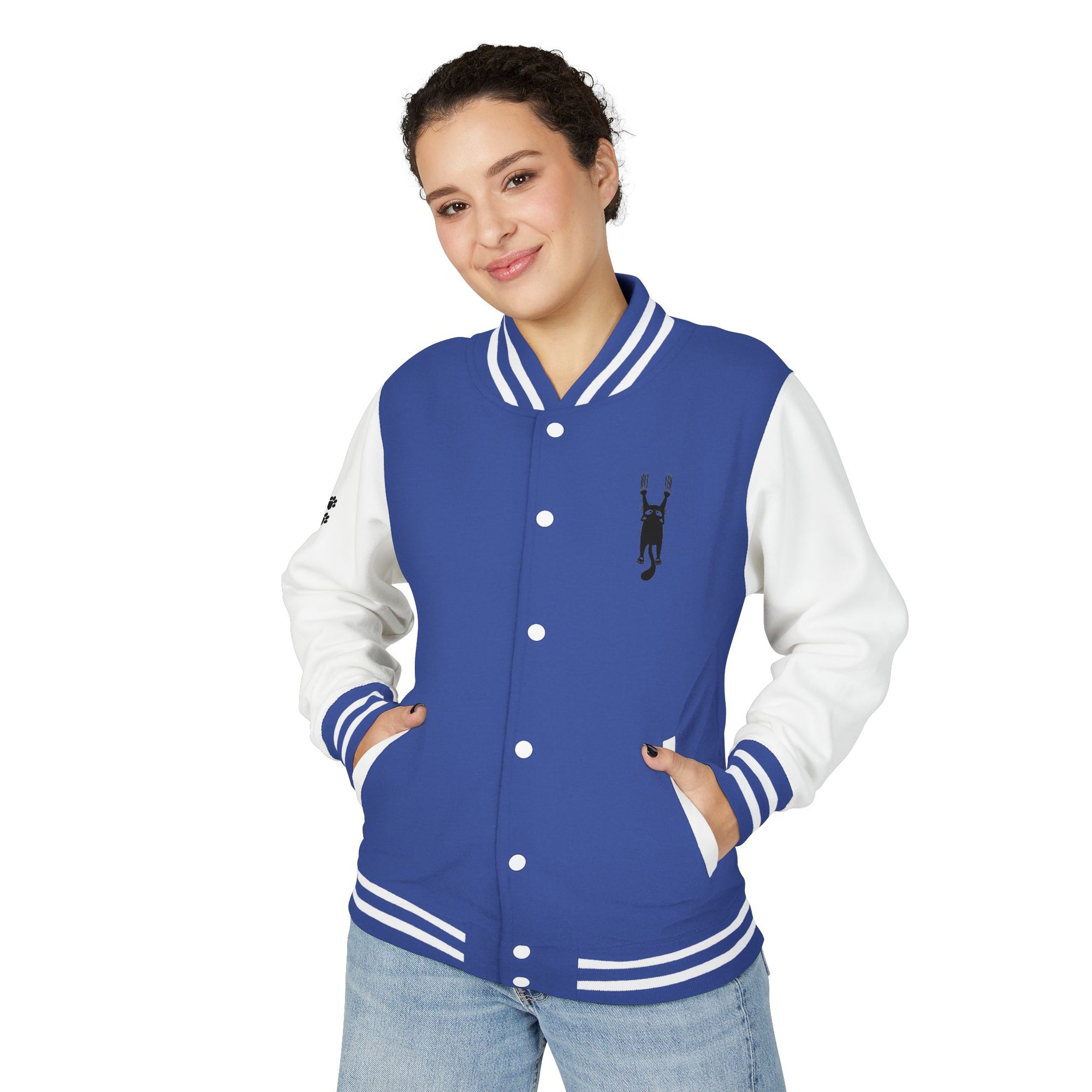 Cat Lady Hanging in There Colorful Letterman Jacket