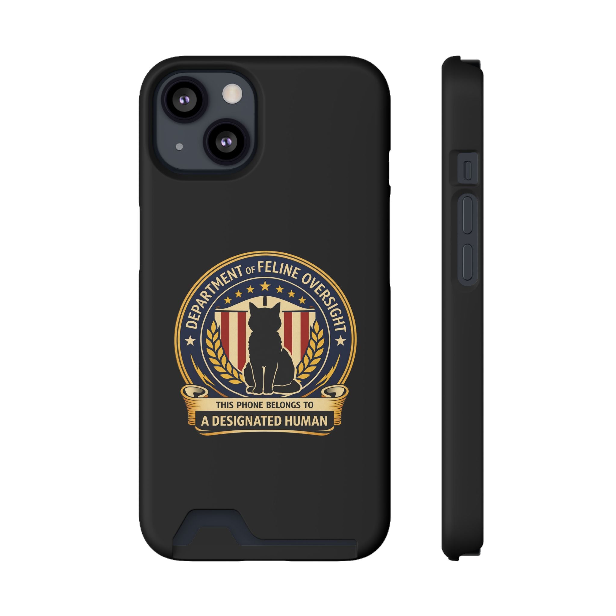 Department of Feline Oversight Samsung Galaxy Case – “Designated Human” Cat Seal, Slim Protective Case with Card Slot