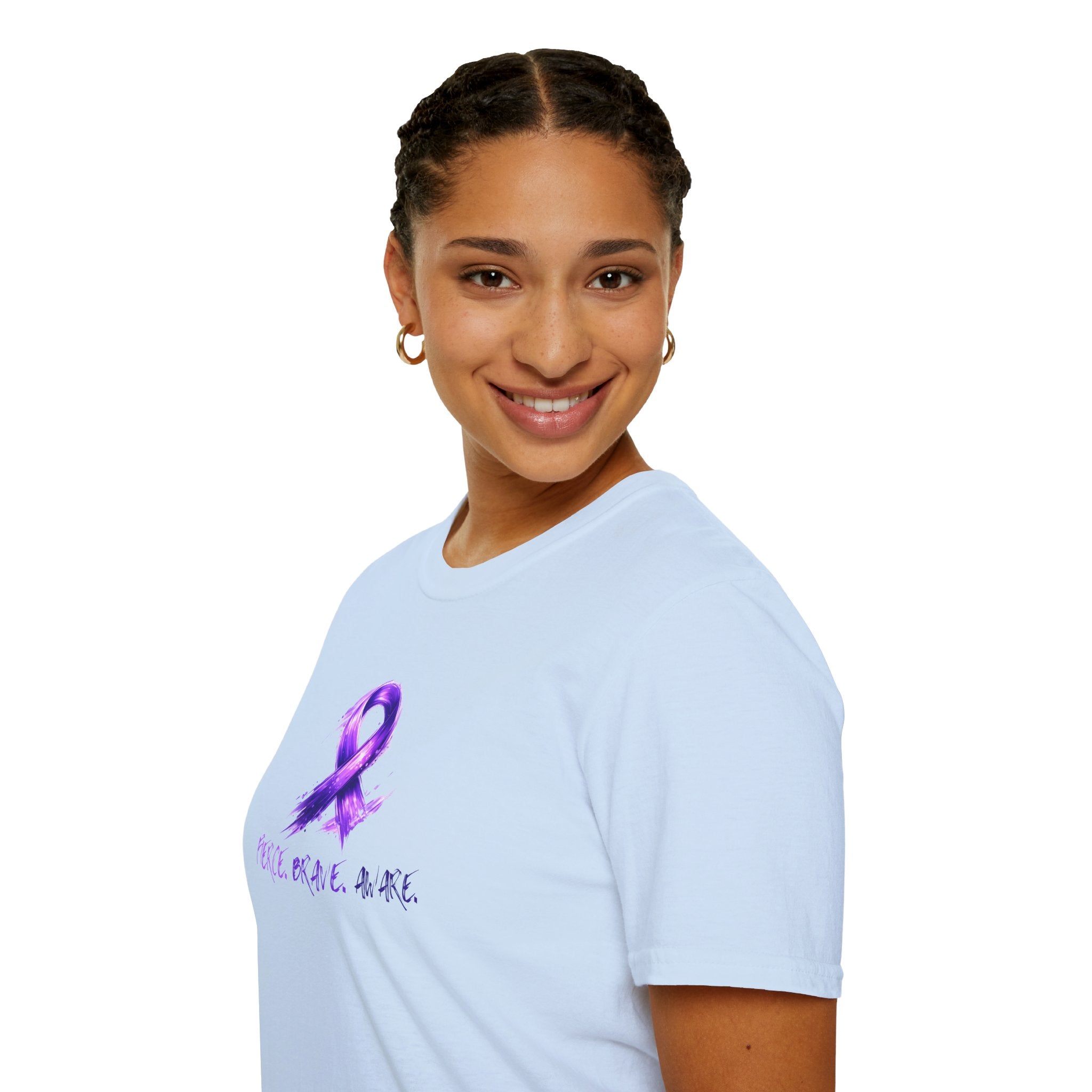 Fierce. Brave. Aware. Purple Ribbon Epilepsy Awareness T-Shirt