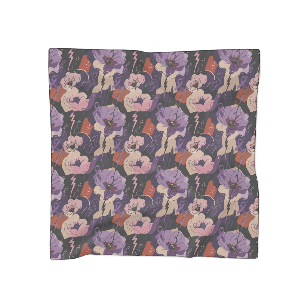 Epilepsy Awareness Floral Scarf | Purple Ribbon Square Scarf