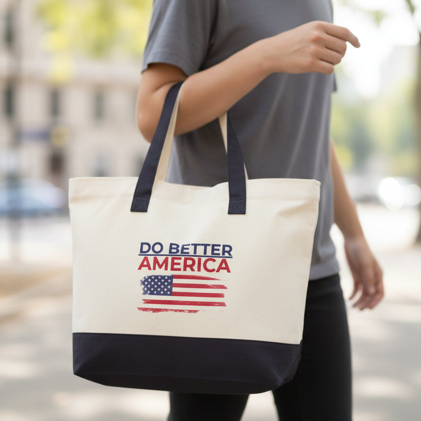 Do Better America Canvas Tote Bag – Patriotic Heavyweight Zipper Tote