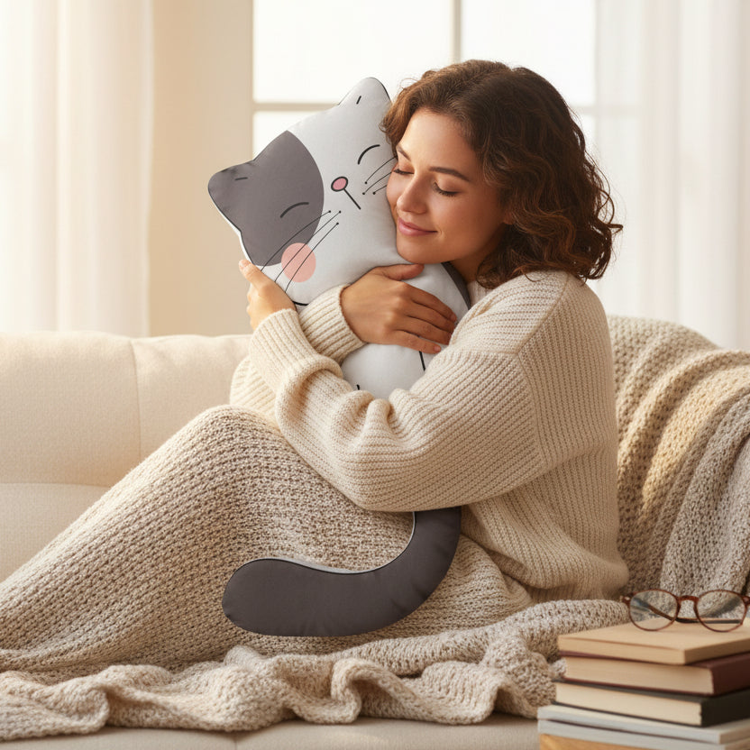 Photo depicting the ​Kitty Shaped Pillow from EpiAl's Shop.