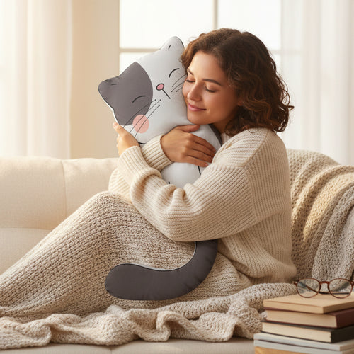 Photo depicting the ​Kitty Shaped Pillow from EpiAl's Shop.