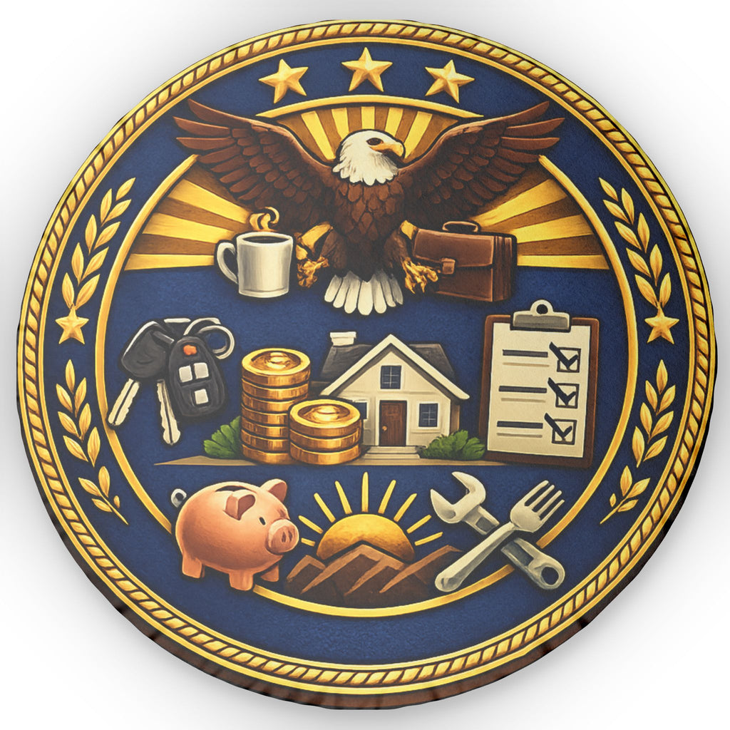 Department of Adulting Faux Seal Shaped Pillow – Government-Inspired Home Décor Cushion