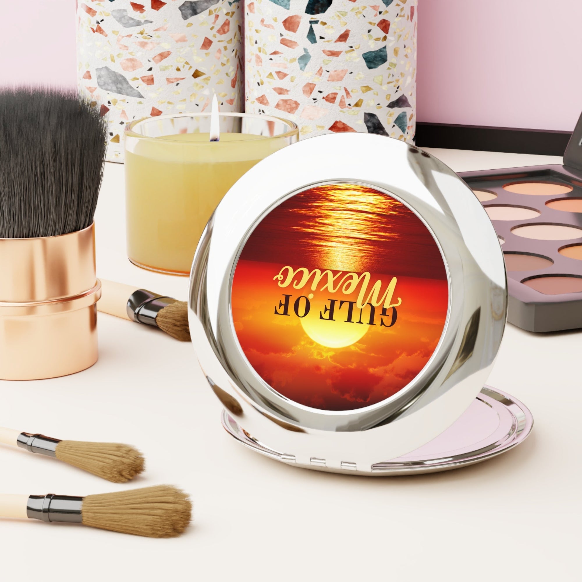 Gulf of Mexico Compact Travel Mirror - Perfect for Beach Lovers Printify