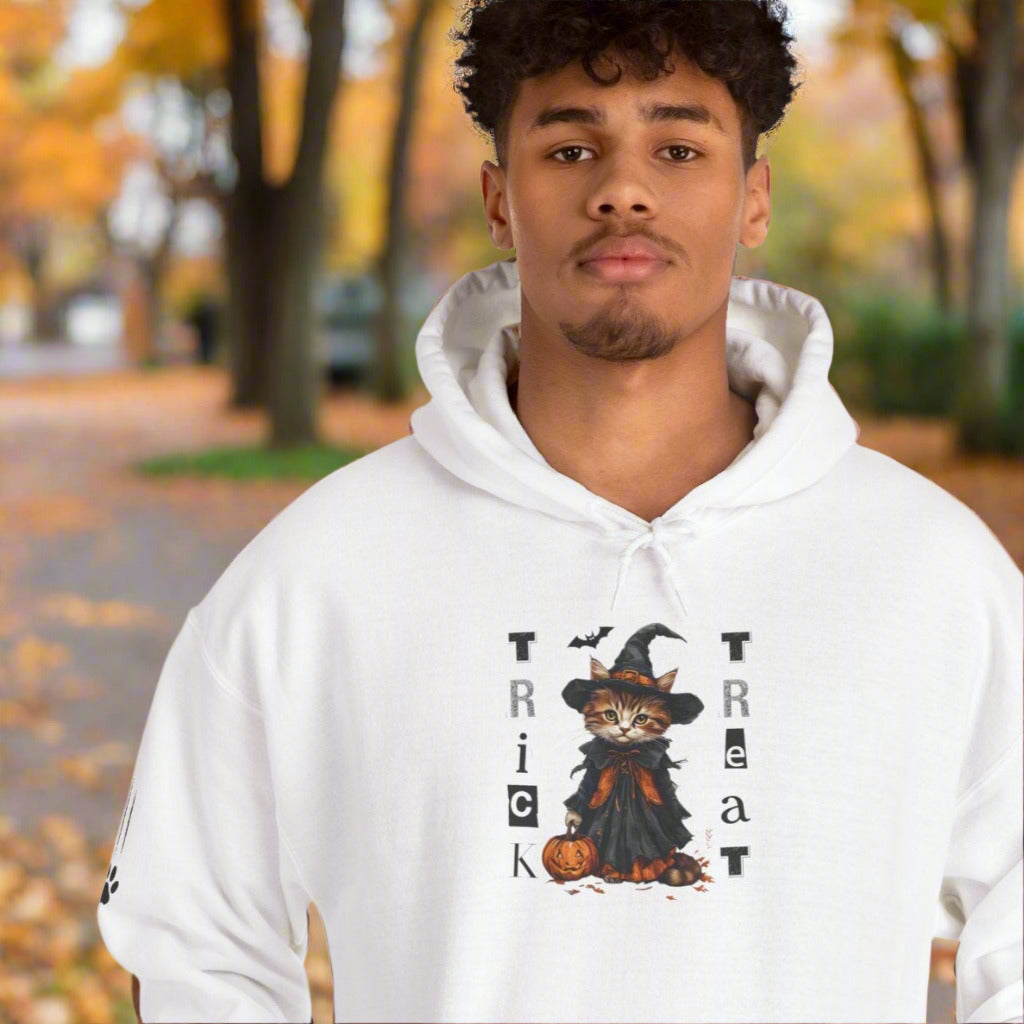 Cozy Halloween Witchy Cat Hoodie