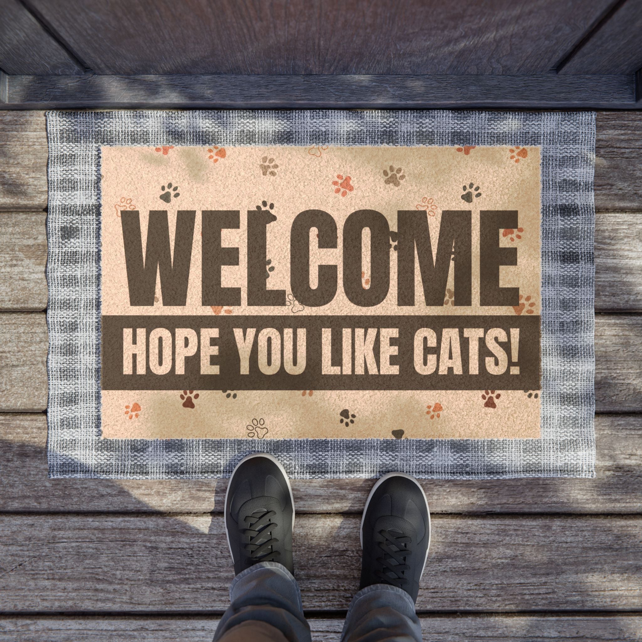 Photo depicting the ​Welcome - Hope You Like Cats Doormat from EpiAl's Shop.