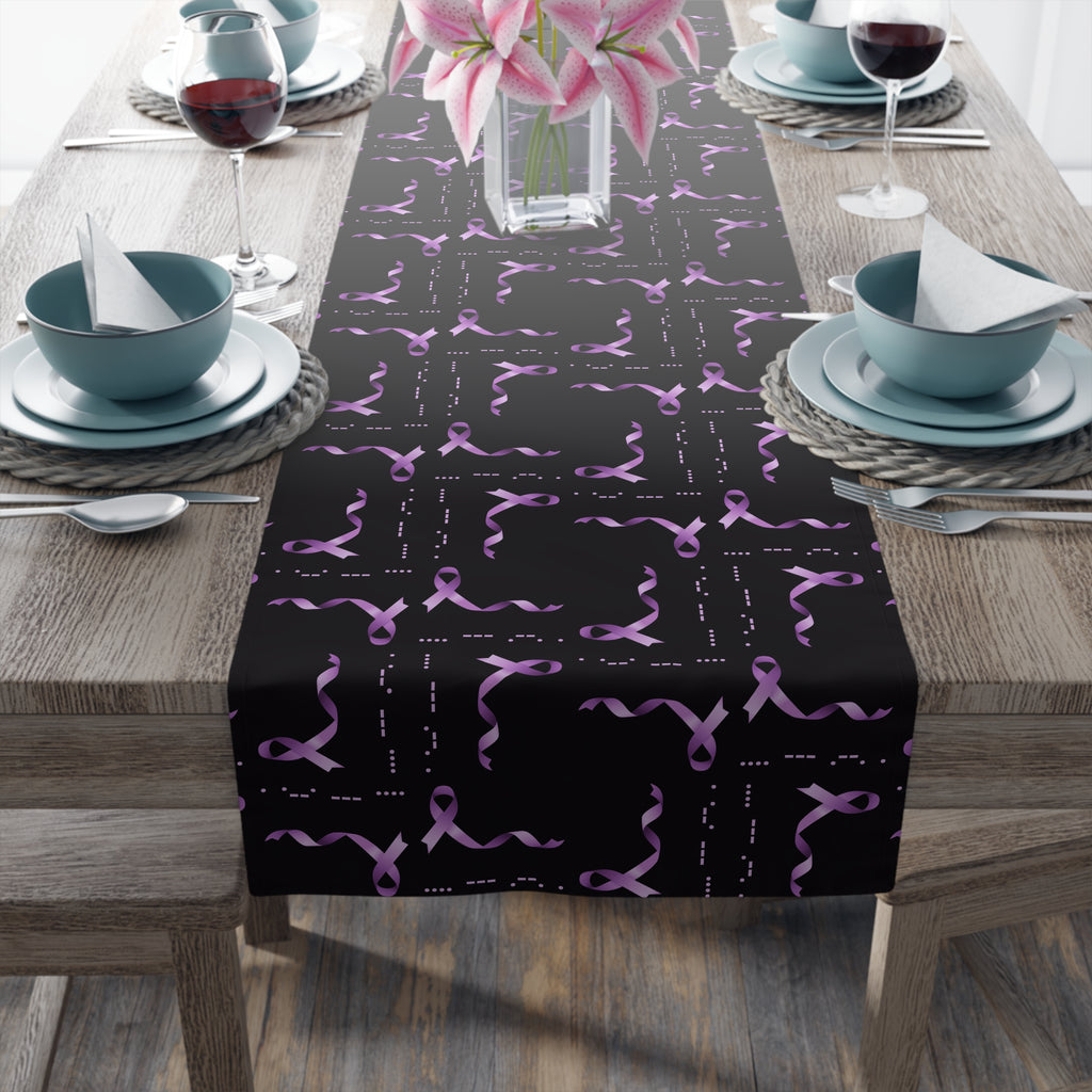 Epilepsy Awareness “HOPE” Morse Code Table Runner – Purple Ribbon Design