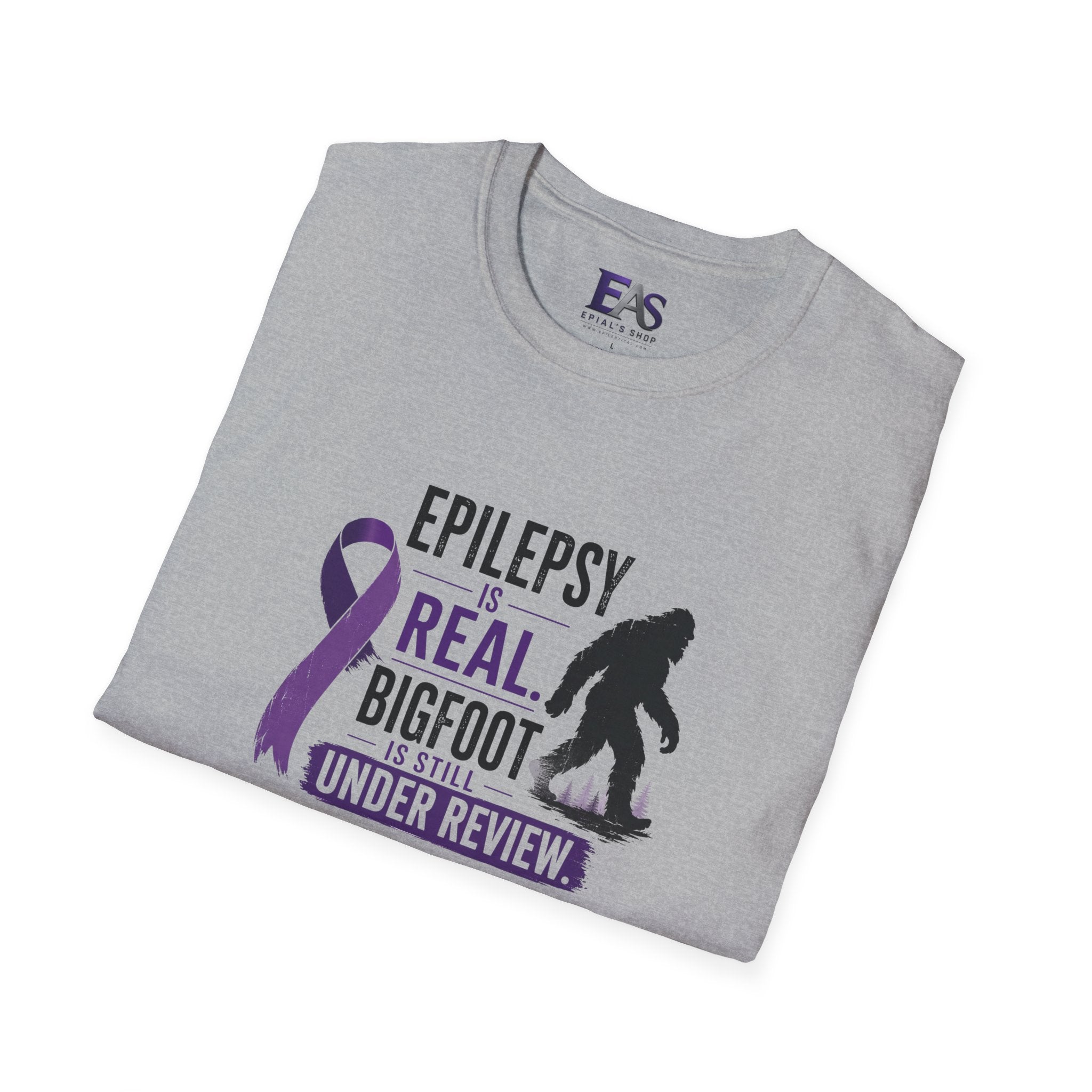 Epilepsy Awareness T-Shirt — "Epilepsy is Real" Purple Ribbon Bigfoot Design