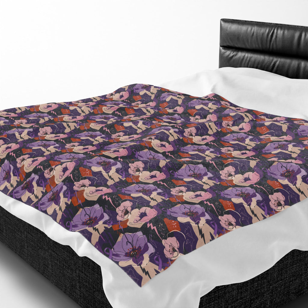 Epilepsy Awareness Floral Plush Blanket | Purple Ribbon Throw Blanket