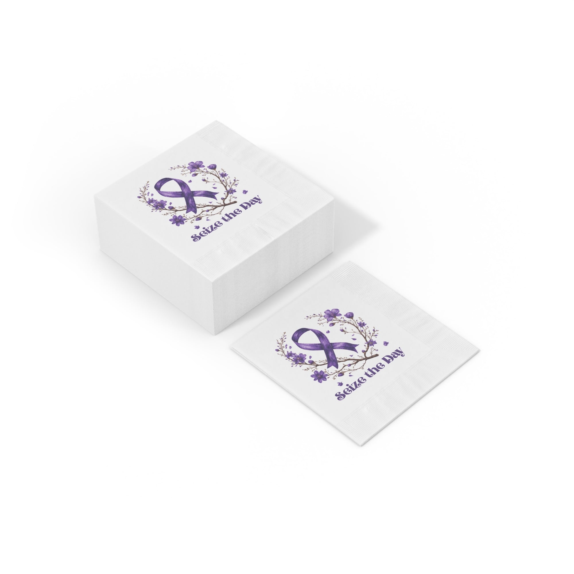 Purple Floral Seize the Day Napkins – Perfect for Celebrations