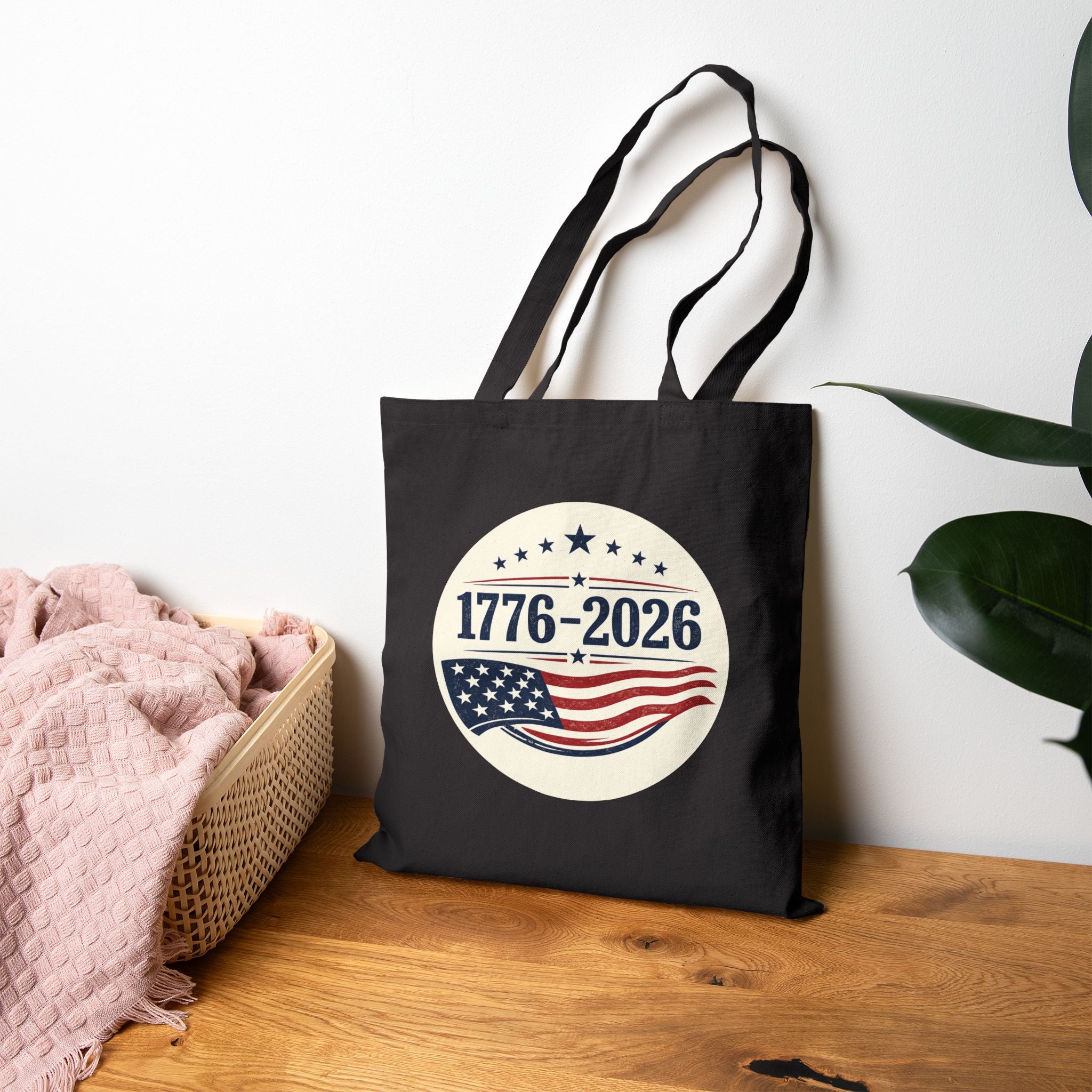 1776–2026 Patriotic Canvas Tote Bag | Vintage Americana USA Carryall