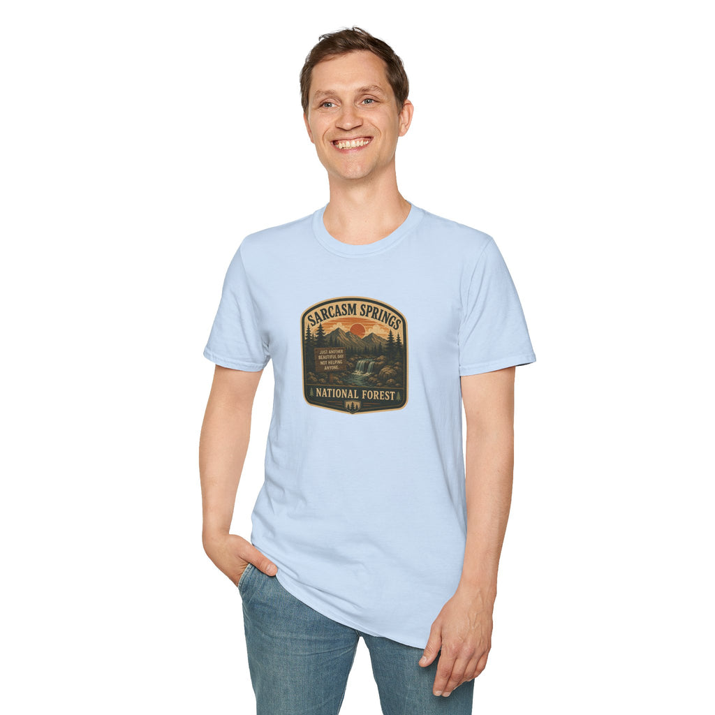 Sarcasm Springs National Forest Unisex T-Shirt | Funny Retro Outdoors Graphic Tee