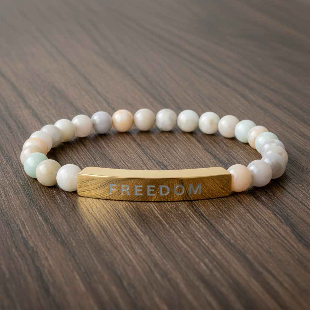 Natural Stone Freedom Bracelet - Stretch Bar Design