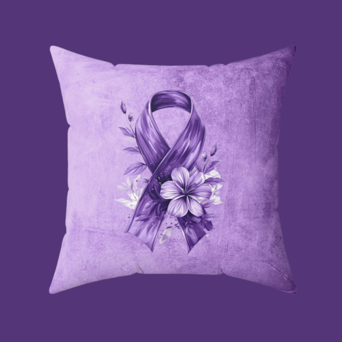 Grungy Purple Ribbon Decorative Pillow, Home Decor