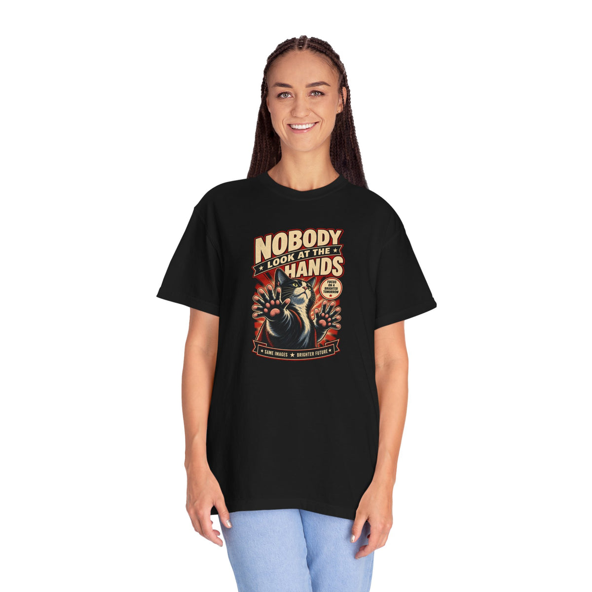 Nobody Look at the Hands AI Slop Comfort Colors T-Shirt